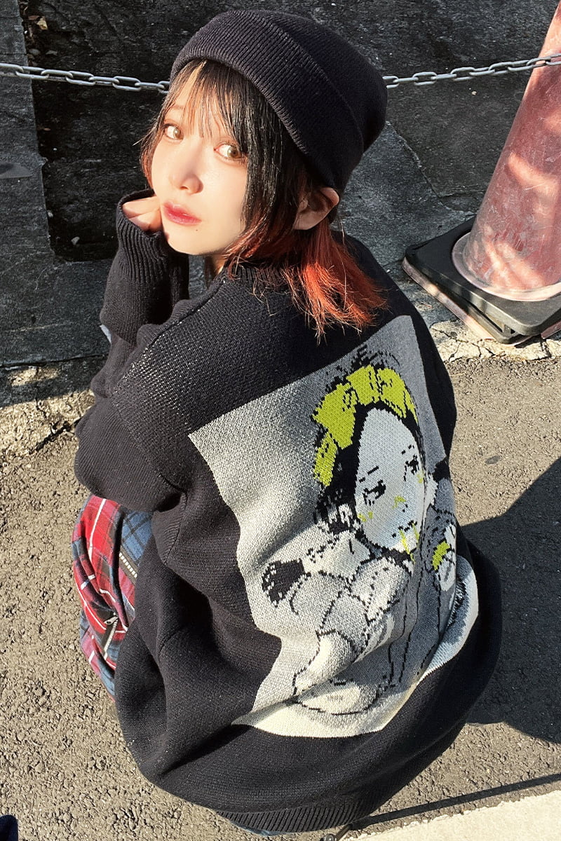 over print (オーバープリント) POP ART JQ KNIT VER:1 (BLACK)