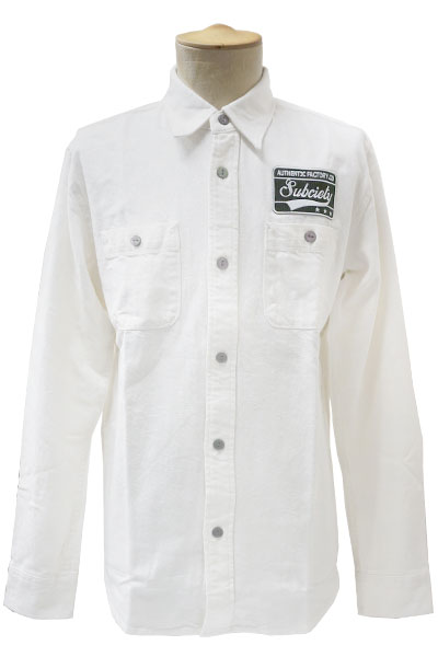 Subciety EMBLEM HEAVY FLANNEL SHIRT OFF WHITE