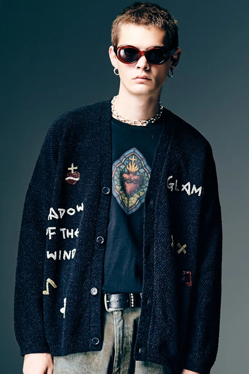【予約商品】glamb(グラム) Hand Beaded Cardigan / ハンドビーデッドカーディガン - Black