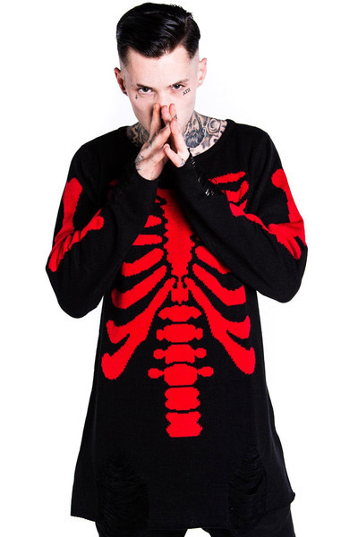 KILL STAR CLOTHING Skeletor Knit Sweater RED
