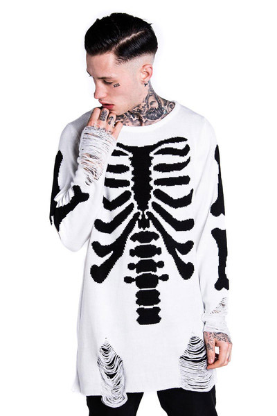 KILL STAR CLOTHING Skeletor Knit Sweater WHITE