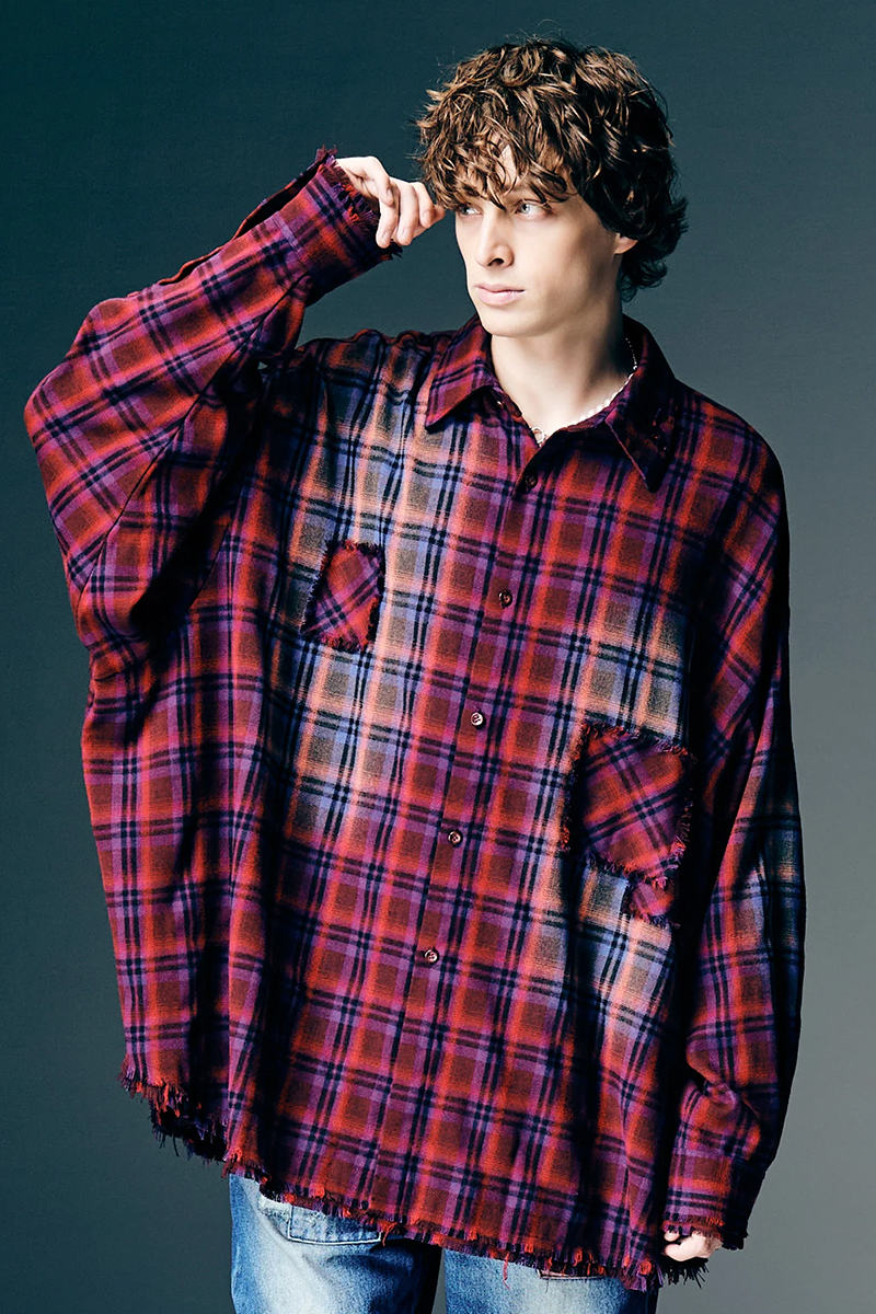 【予約商品】glamb(グラム) 4XL Flannel Shirt / 4XLフランネルシャツ - Red