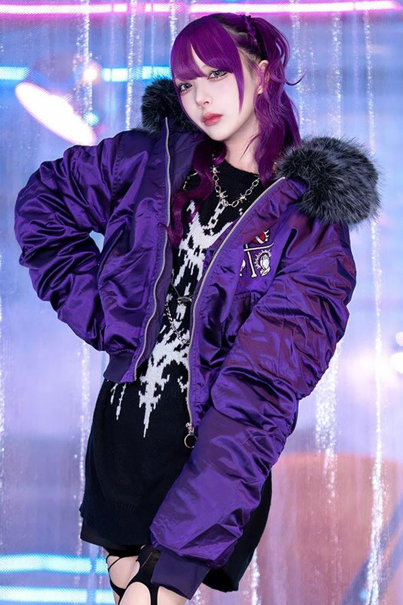 LISTEN FLAVOR (リッスン・フレーバー) 薔薇と祈りのMA-1フードブルゾン - Purple