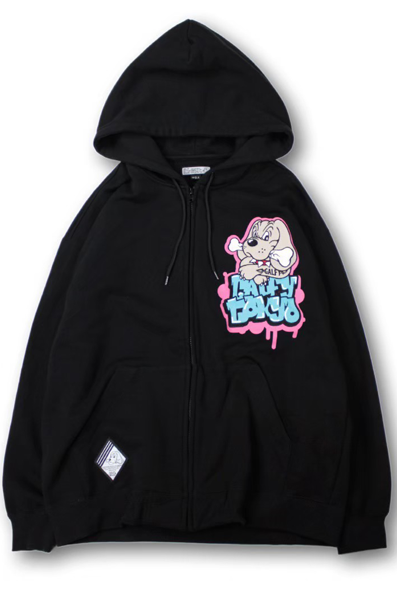 GALFY (ガルフィー) わんわん落書きパーカー BLACK / ロック GALFY (ガルフィー) わんわん落書きパーカー BLACK / ロック