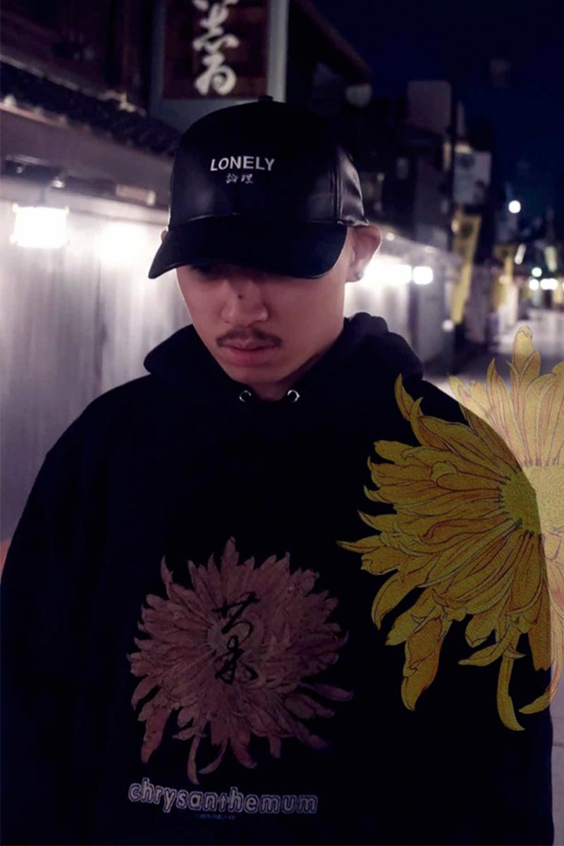 LONELY論理 CHRYSANTHEMUM HOODIE BLACK