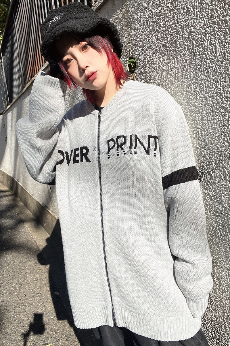 over print (オーバープリント) KNIT BLOUSON (GRAY)