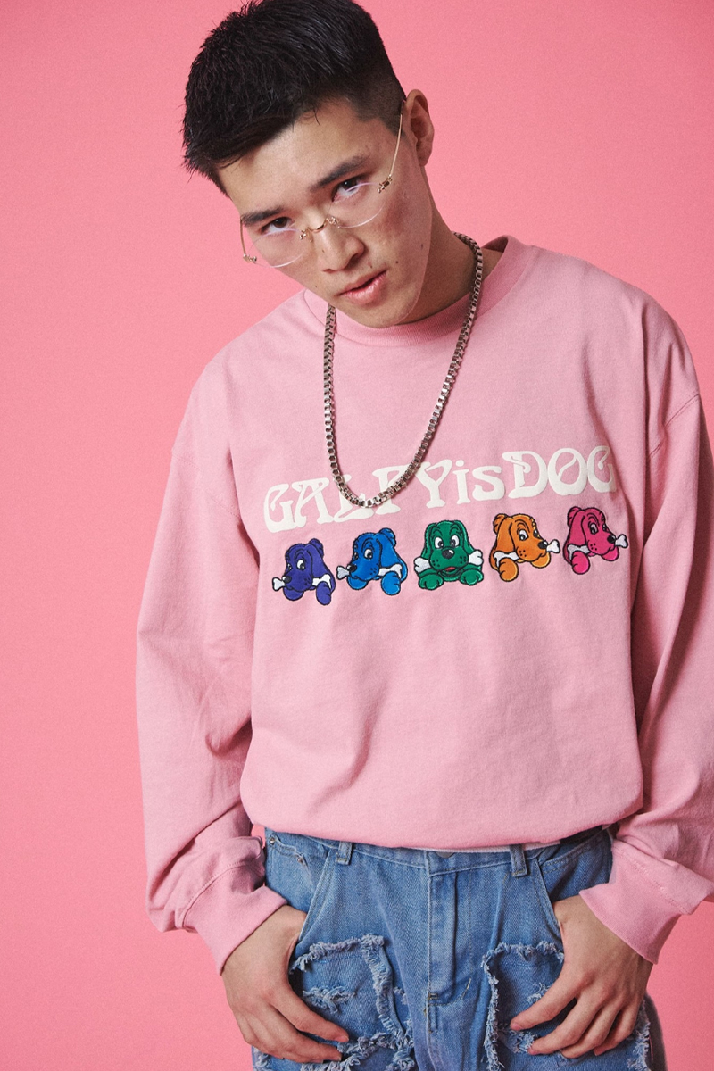 GALFY (ガルフィー) GALFYisDOG ロンTee PINK