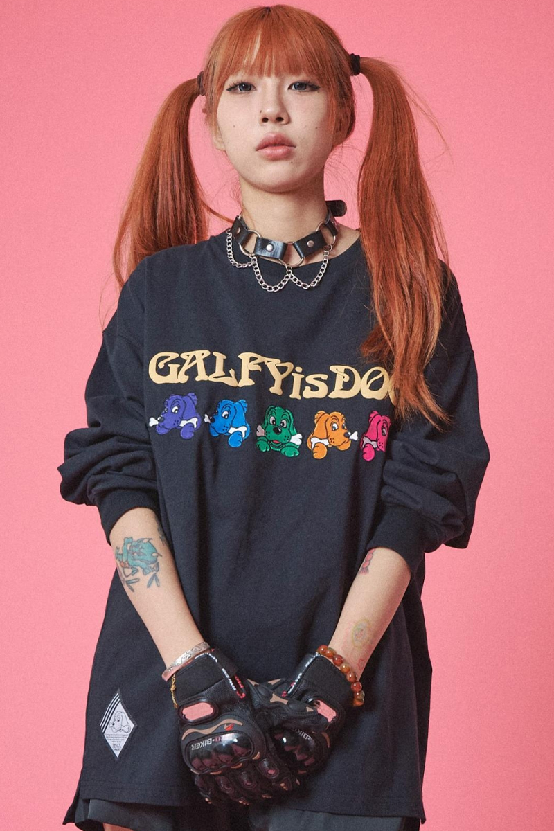 GALFY (ガルフィー) GALFYisDOG ロンTee BLACK / ロック