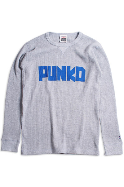 PUNK DRUNKERS ワッフルロンTEE M GRAY