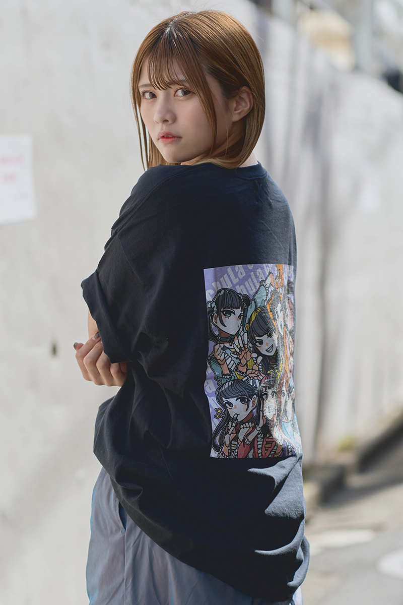 chuLa × scene tokyo コラボ・Tシャツ BLACK プリントPURPLE