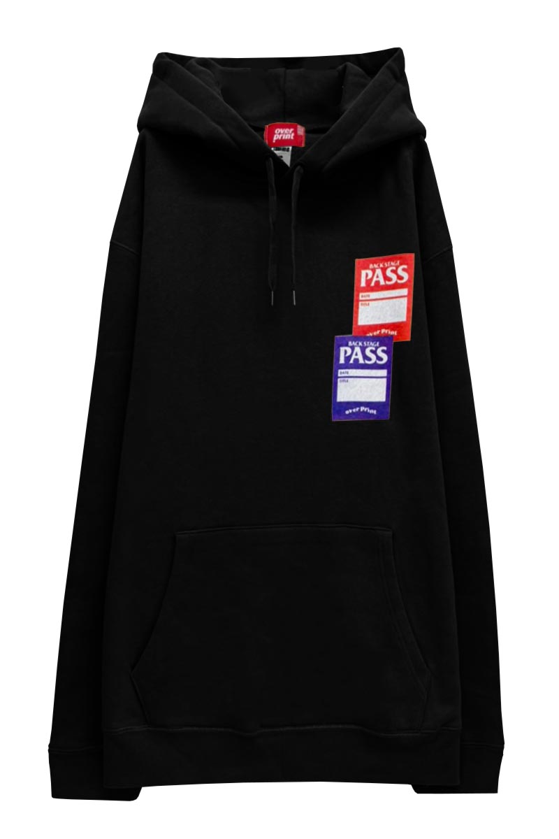 over print (オーバープリント) PASS Hoodie black / ロック