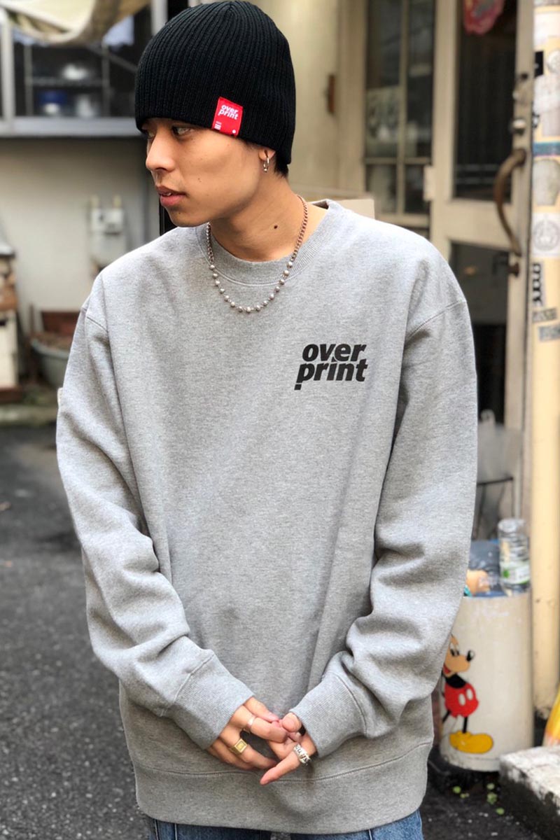 over print (オーバープリント) Plane sweatshirt heather gray