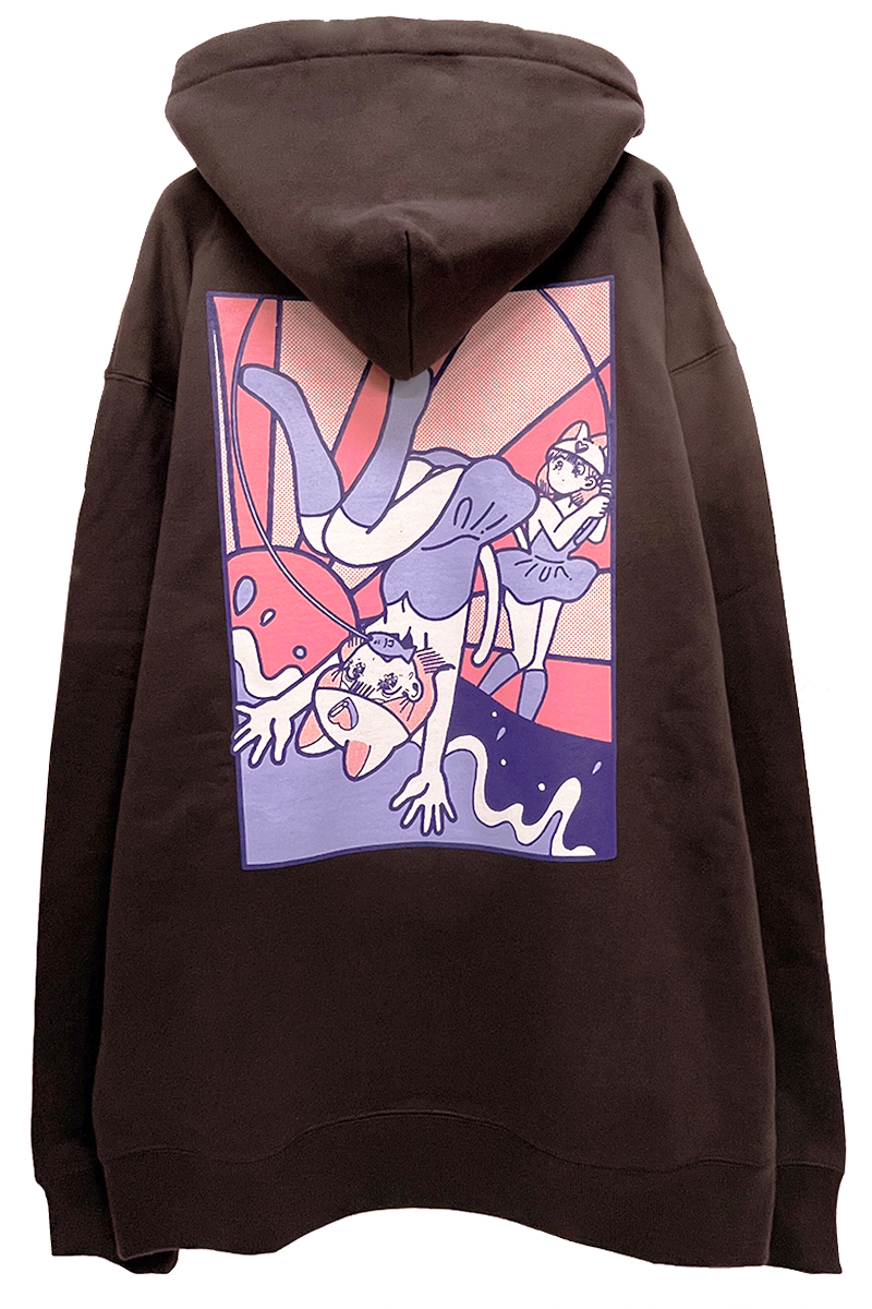 over print(オーバープリント) Inverted Hoodie *saigusa karin (chacoal)