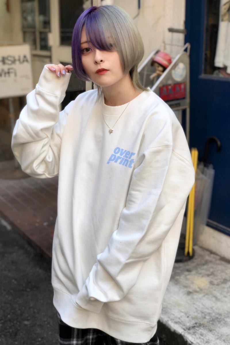 over print (オーバープリント) Plane sweatshirt white