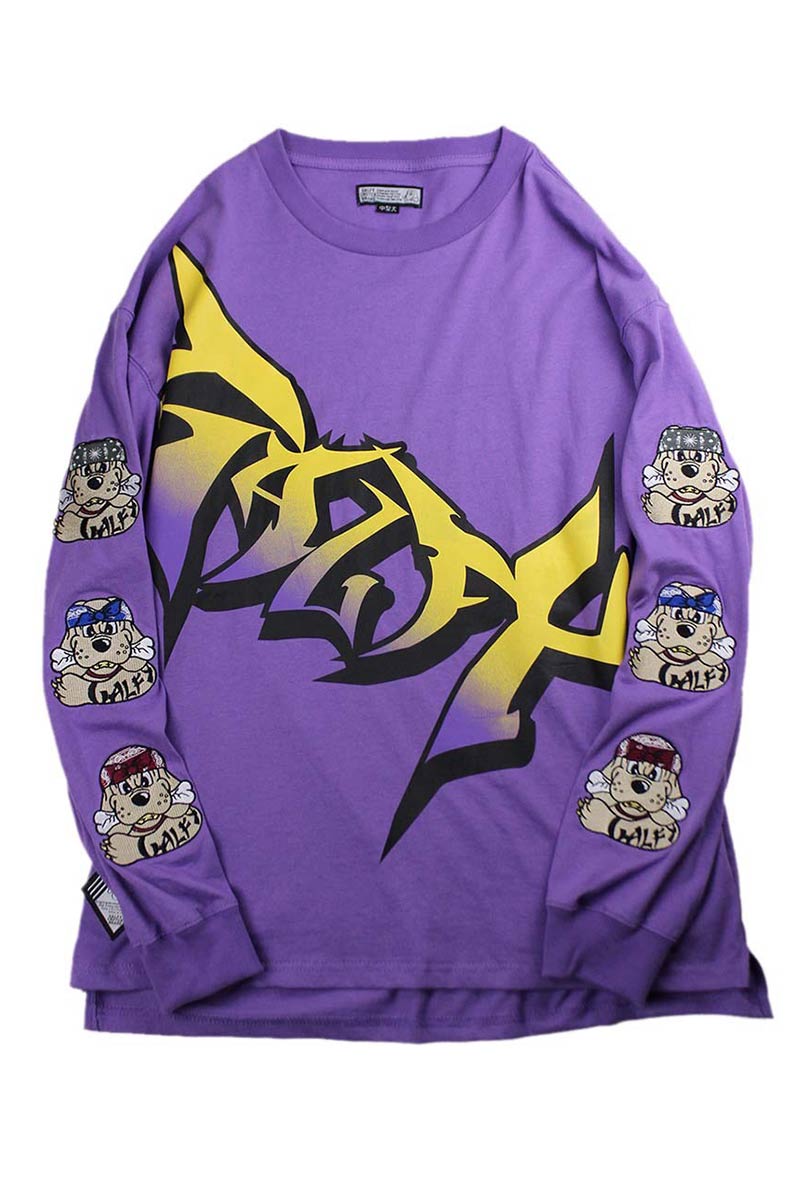 ロックファッション バンドグッズのgekirock Clothing Galfy 犬tee 紫