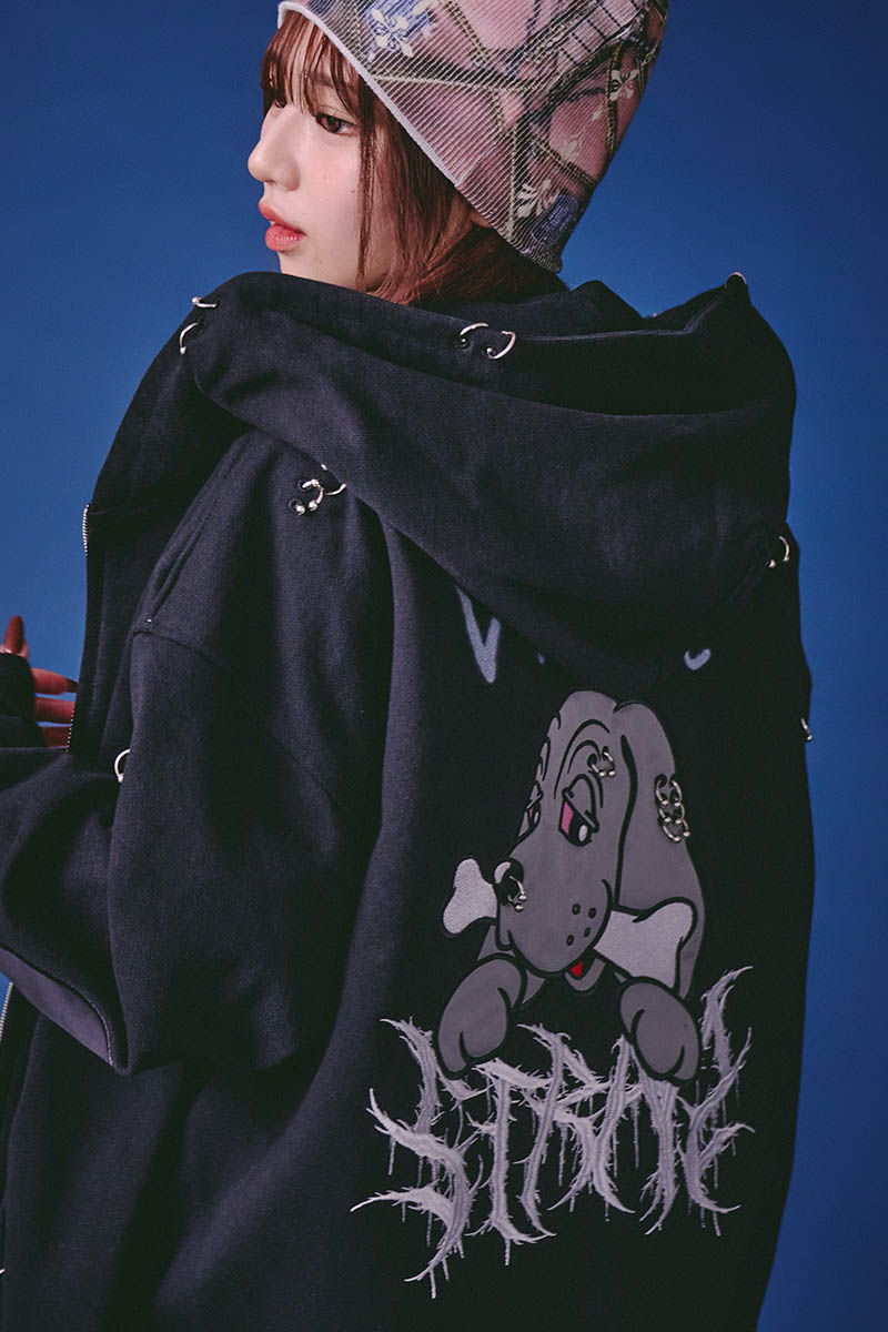 【予約商品】GALFY(ガルフィー) バチバチピアスパーカー - Black