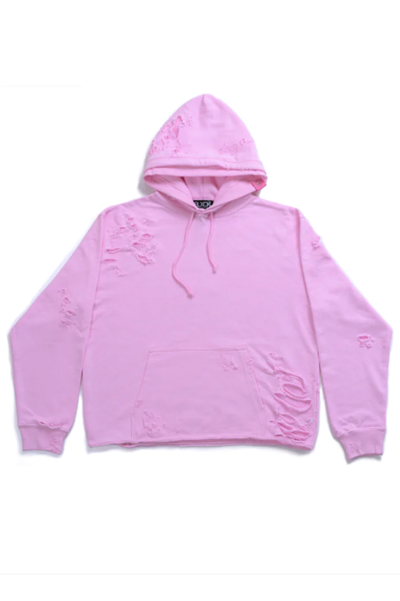 BLXCK Tokyo(ブラックトーキョー)　Extra Damaged Hoodie (Pink)