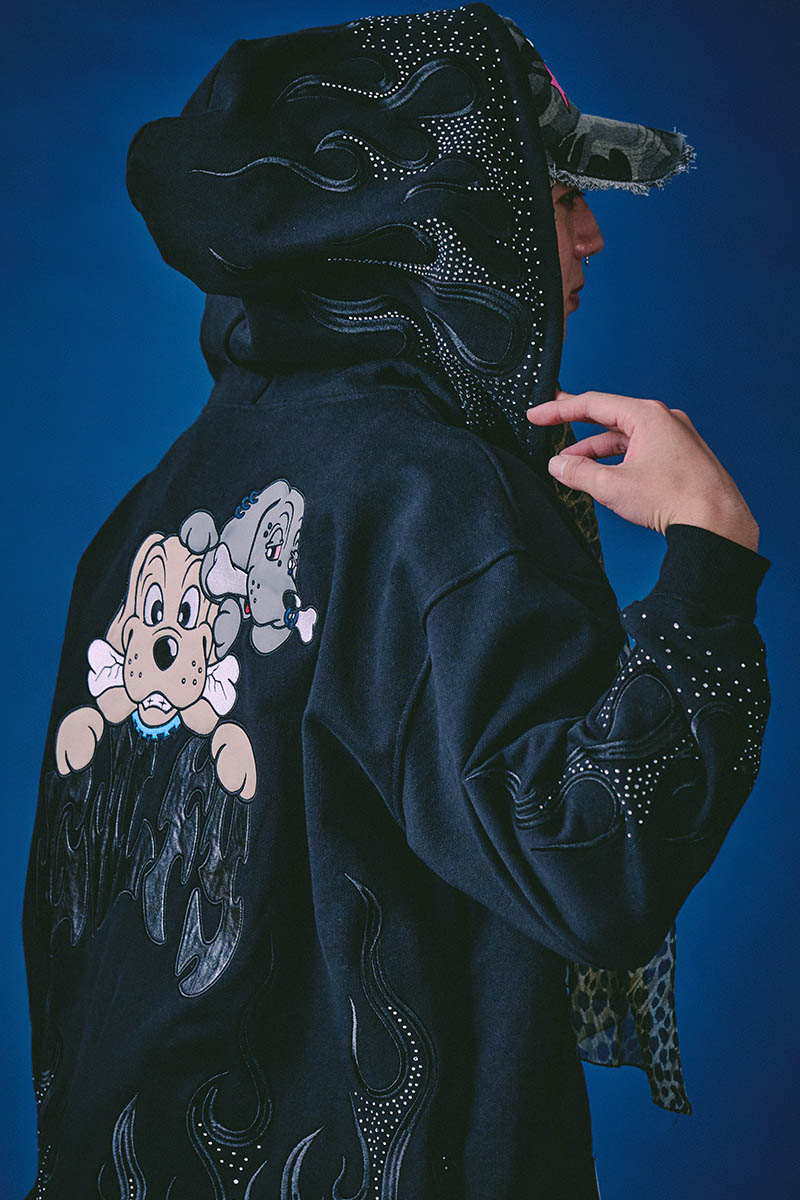 【予約商品】GALFY (ガルフィー) ファイヤーピカピカZIPパーカー - Black