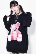 TRAVAS TOKYO【トラヴァストーキョー】 Furry bearプルオーバースウェット Black×Pink