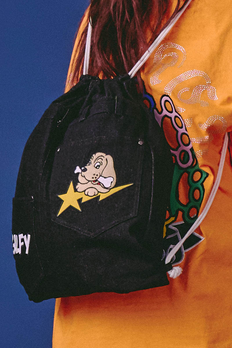 【予約商品】GALFY (ガルフィー) 星のわんちゃんリメイクナップサック - Black