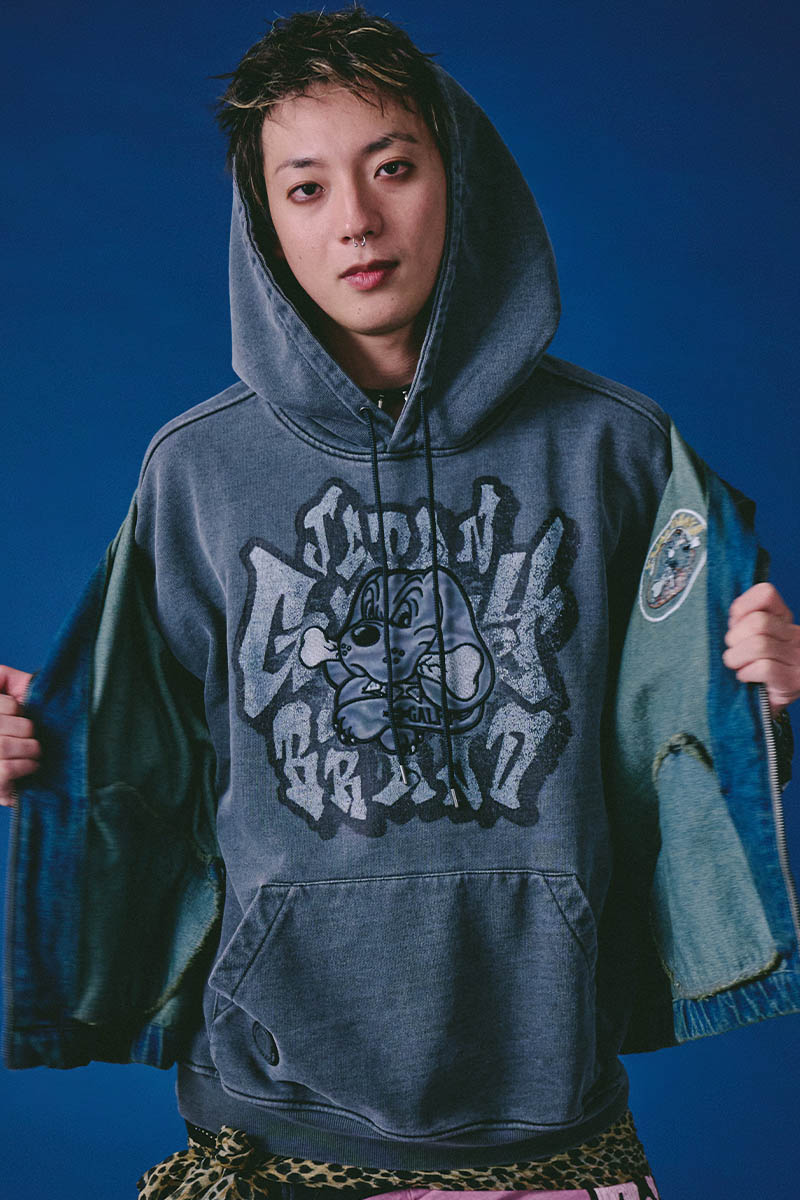 GALFY (ガルフィー) さらっとグラフィティ染め染めパーカー - Pigment Black