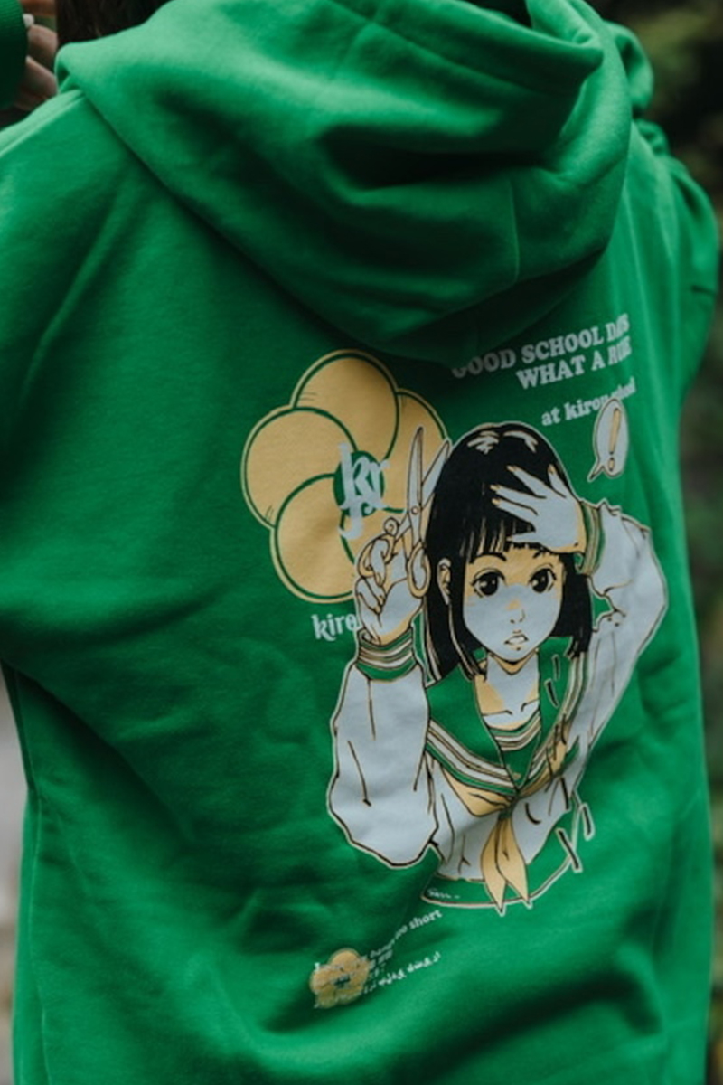 kirou school (キロウスクール) ぱっつんがーる hoodie GREEN