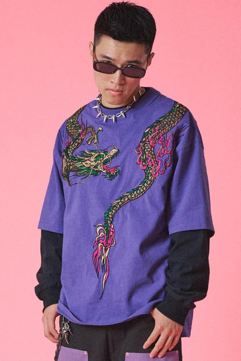 GALFY (ガルフィー) ちょいYABAレイヤードロンTee PURPLE