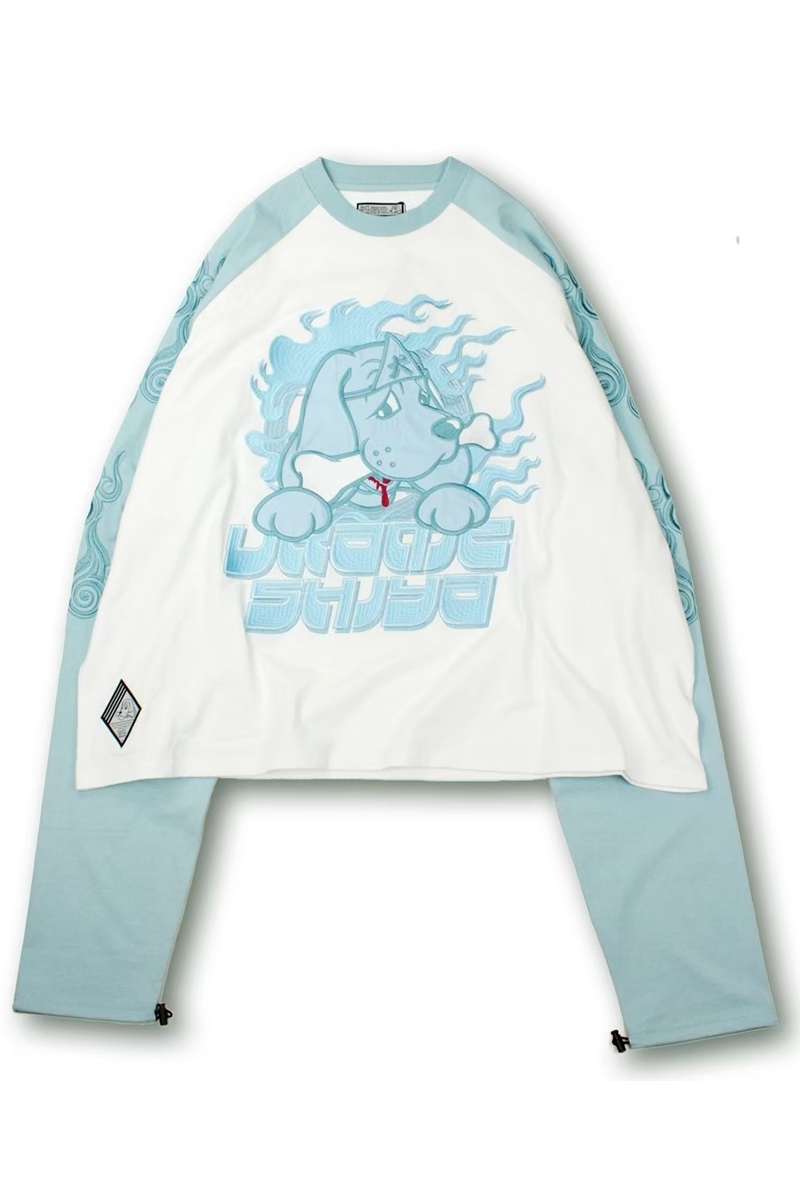 GALFY - GALFY ガルフィ うらめしやロンTee 長袖 サックス中型犬