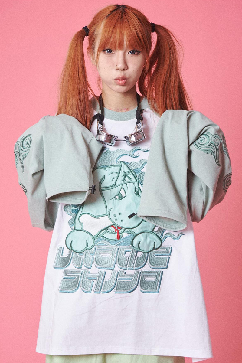GALFY - GALFY ガルフィ うらめしやロンTee 長袖 サックス中型犬