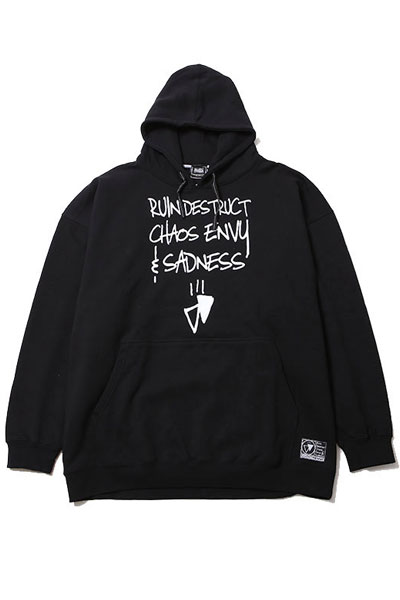SILLENT FROM ME SCRIBBLE -Outsize Pullover- BLACK