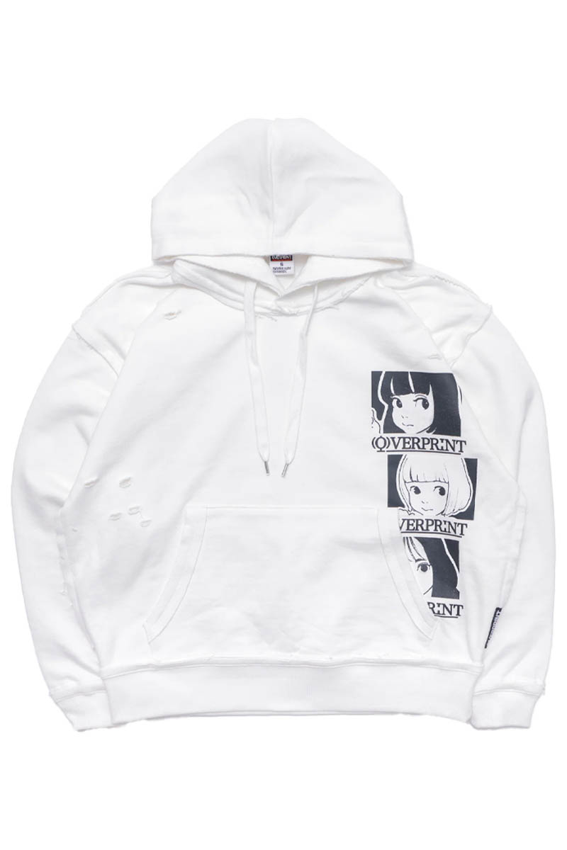 over print (オーバープリント) SIGNBOARD Hoodie *7th Anniversary - White