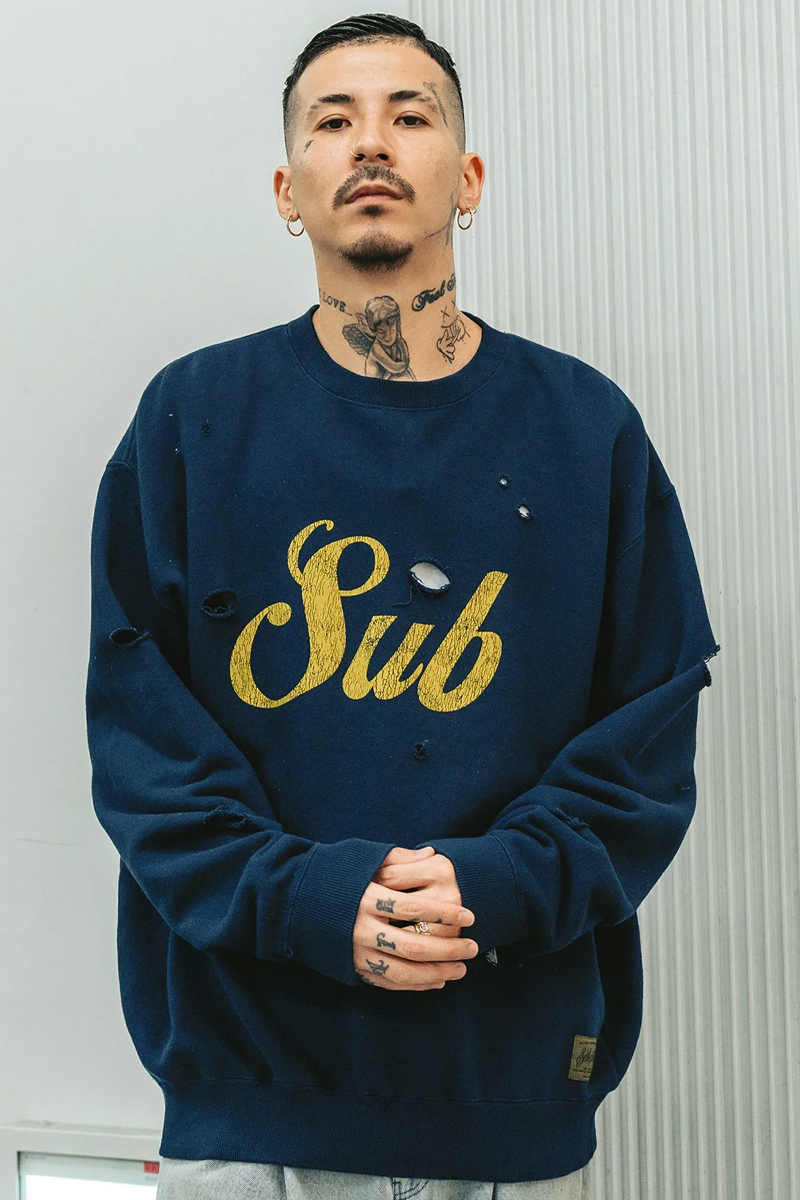 Subciety（サブサエティ） DAMAGED SWEAT NAVY
