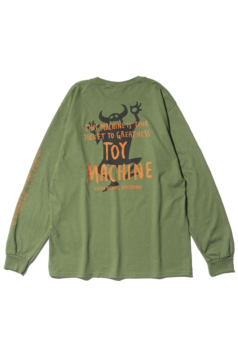 TOY MACHINE (トイマシーン) OG MONSTER EMBROIDERY LONG TEE - GREEN