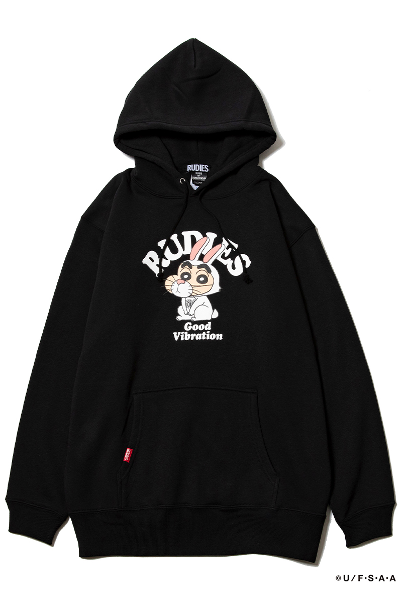 RUDIE'S (ルーディーズ) x CRAYON SHINCHAN RABBIT HOOD SWEAT BLACK