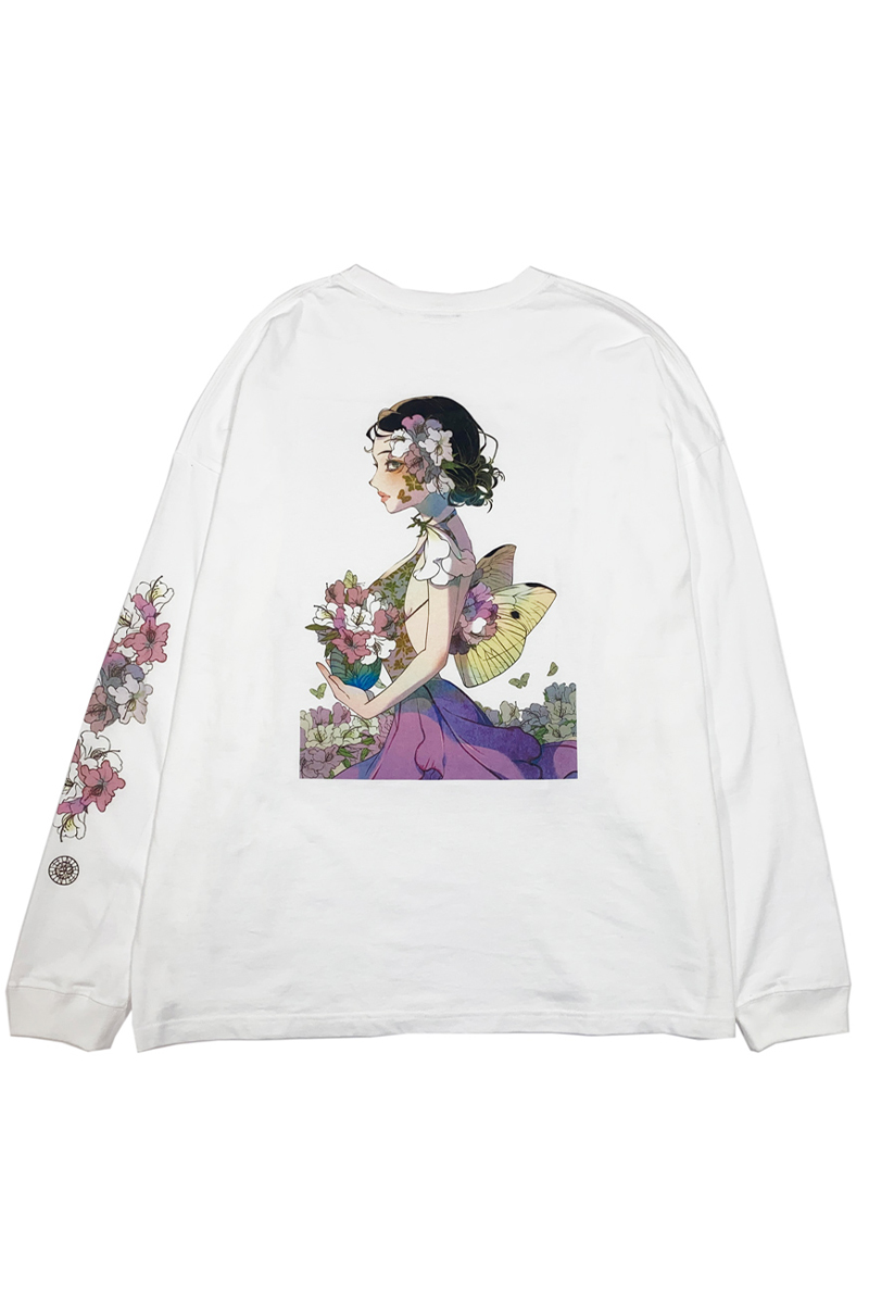 FACT101 (ファクトイチマルイチ) 『躑躅と蝶』 ビッグシルエットロングTシャツ