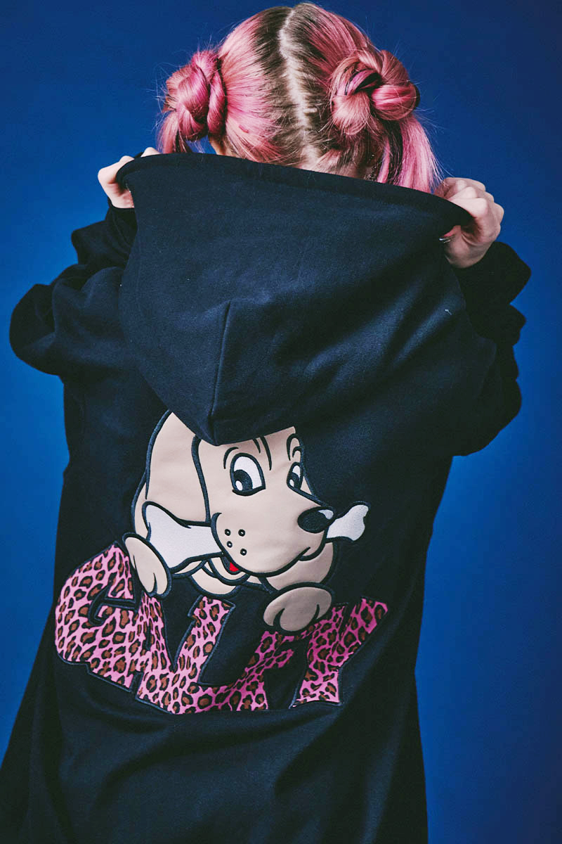 GALFY (ガルフィー) ばーばの切り貼りリメイクパーカー - Black