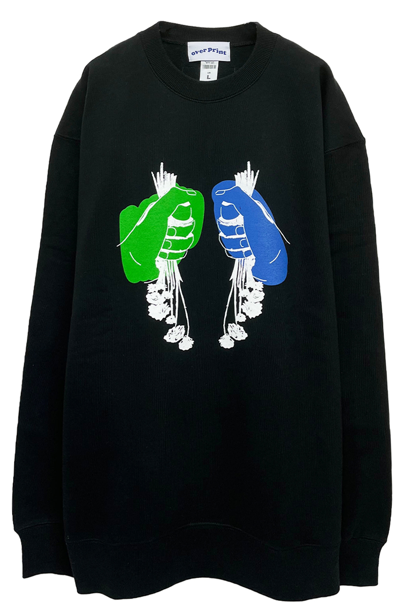over print(オーバープリント) hand sweatshirts by yü(ciatre) (black)