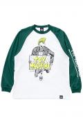 TOY MACHINE (トイマシーン) 【Hirotton collab.】Mohawk raglan long tee WHITE×F.GREEN