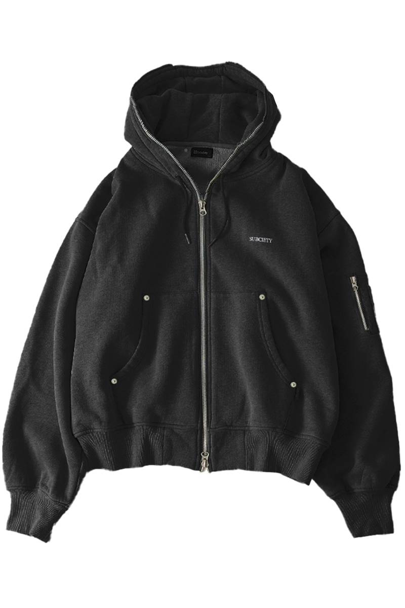 Subciety (サブサエティ) Full zip hoodie -Black