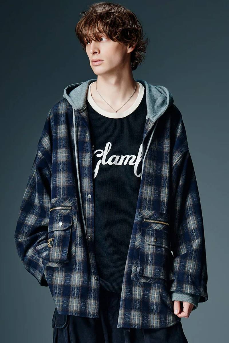 glamb(グラム) 4XL Hoodie Shirt / 4XLフーディーシャツ - Navy
