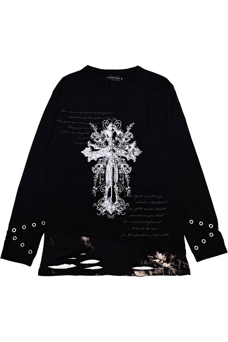 PSYCHO NATION(サイコ・ネーション) タイダイ・レイヤーTEE - Black