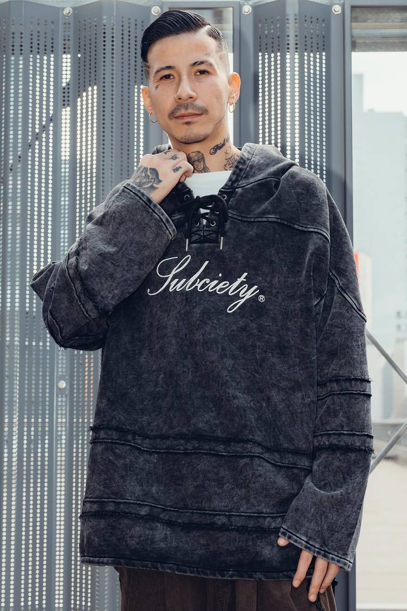 Subciety(サブサエティ) Lace up hockey hoodie - Black