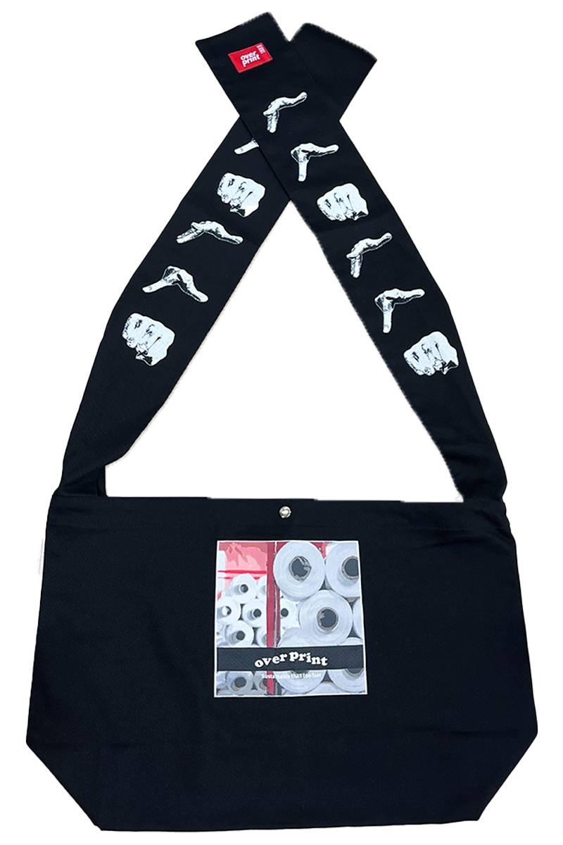 over print (オーバープリント) rock, paper, scissors Paperboy Bag black