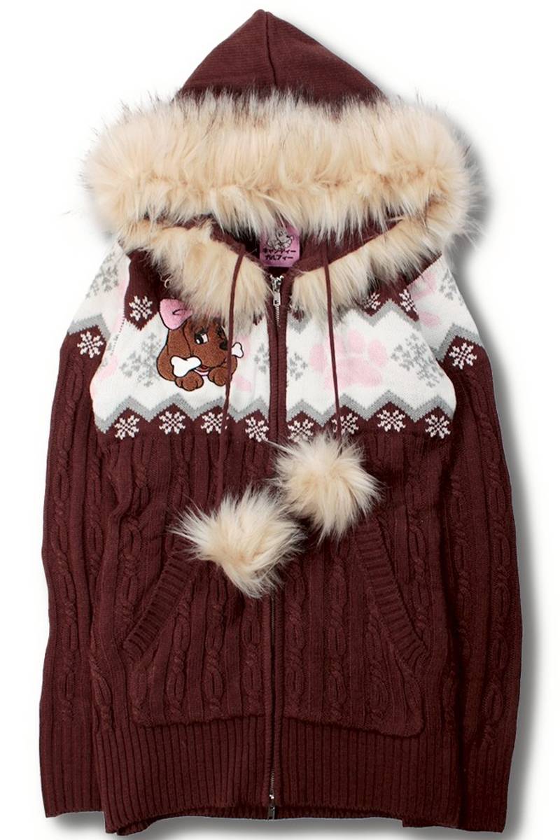 【予約商品】GALFY(ガルフィー) らぶりぃ！ニットパーカー - Brown