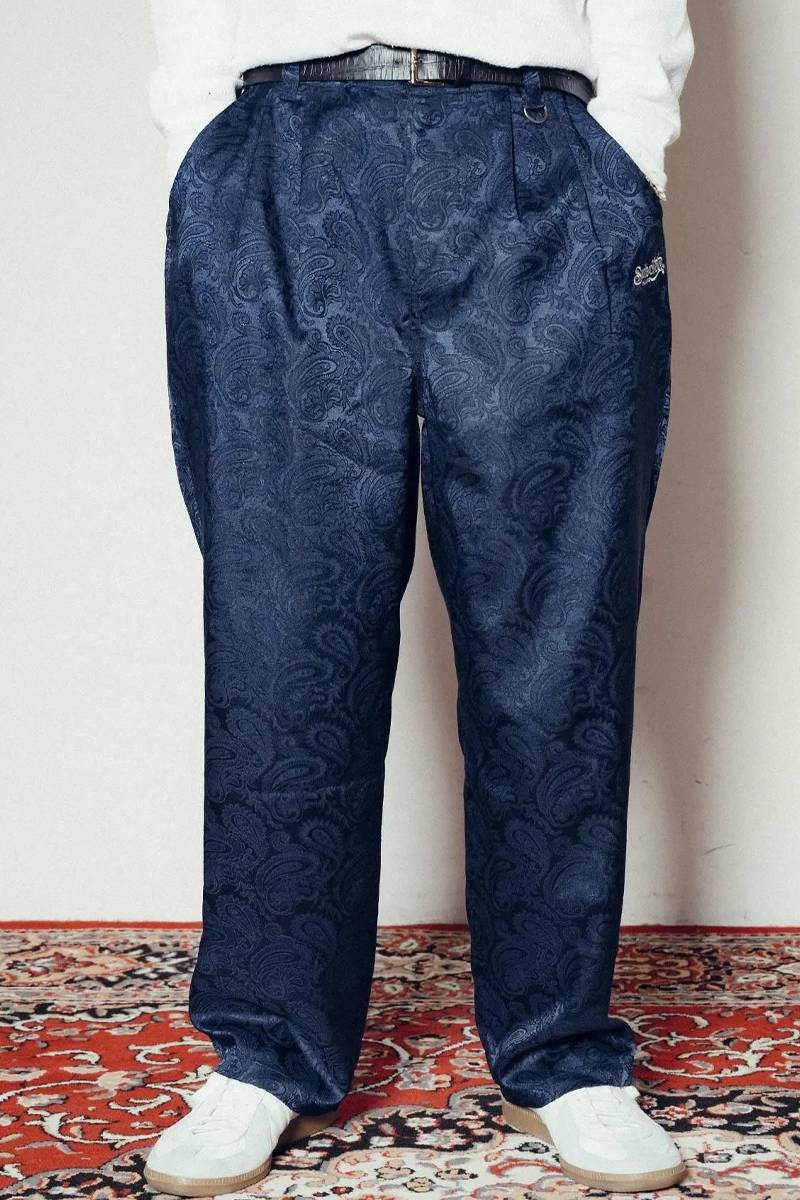 Subciety (サブサエティ) Paisley baggy slacks - Navy