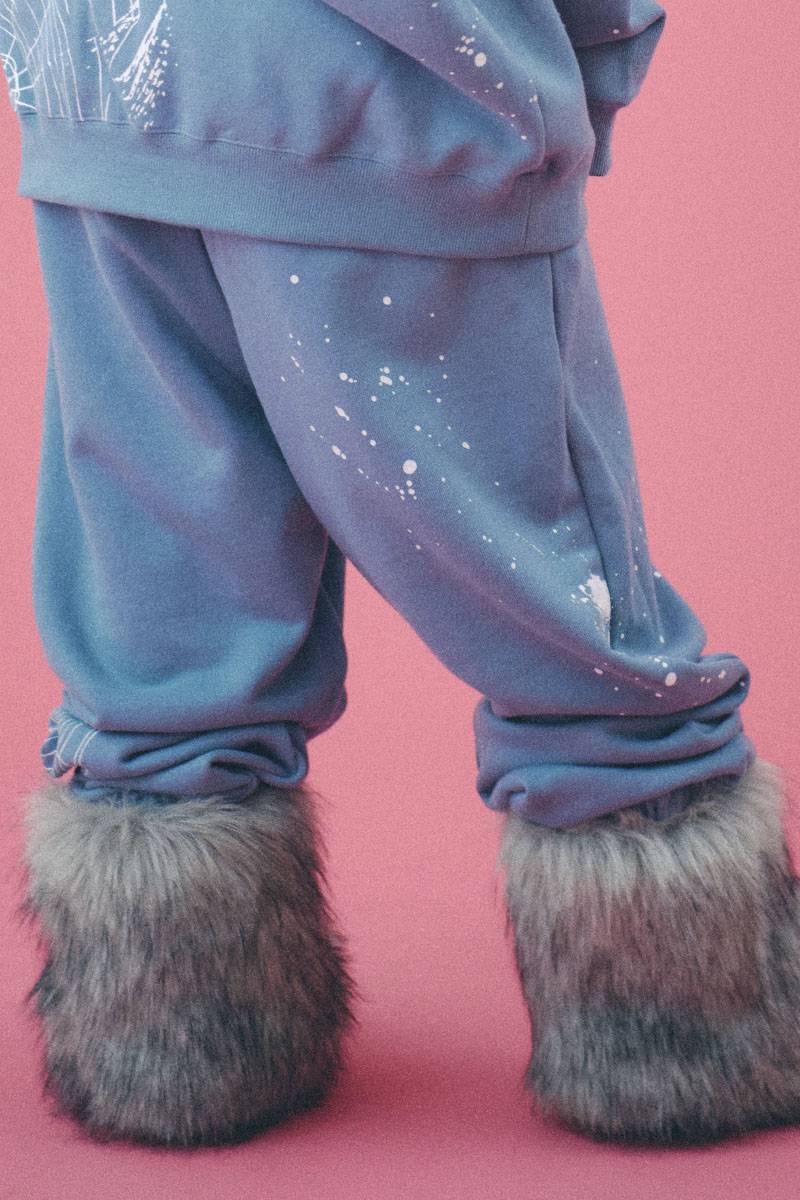 GALFY (ガルフィー) スパイダー犬スウェットパンツ BLUE GRAY