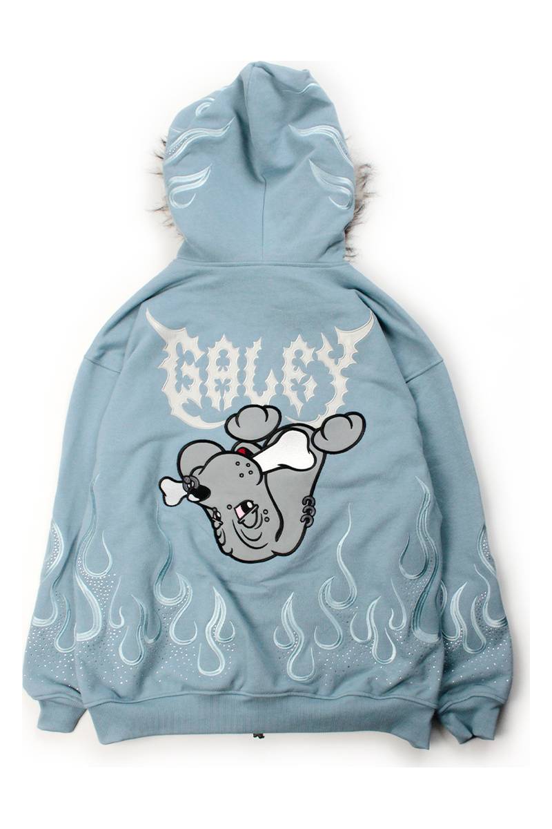 【予約商品】GALFY（ガルフィー）二代目ファイヤーピカピカZIPパーカー - BLUE GRAY