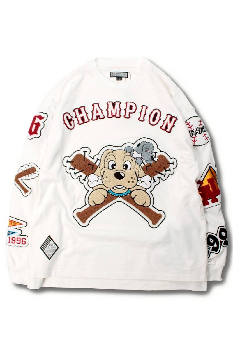 【予約商品】GALFY(ガルフィー)復活わんわん大学ロンT - O.White