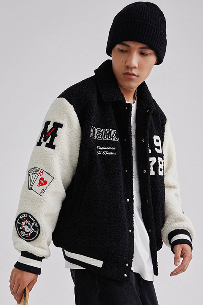 MISHKA (ミシカ) M61100650 Boa College Stadium Jacket  BLACK