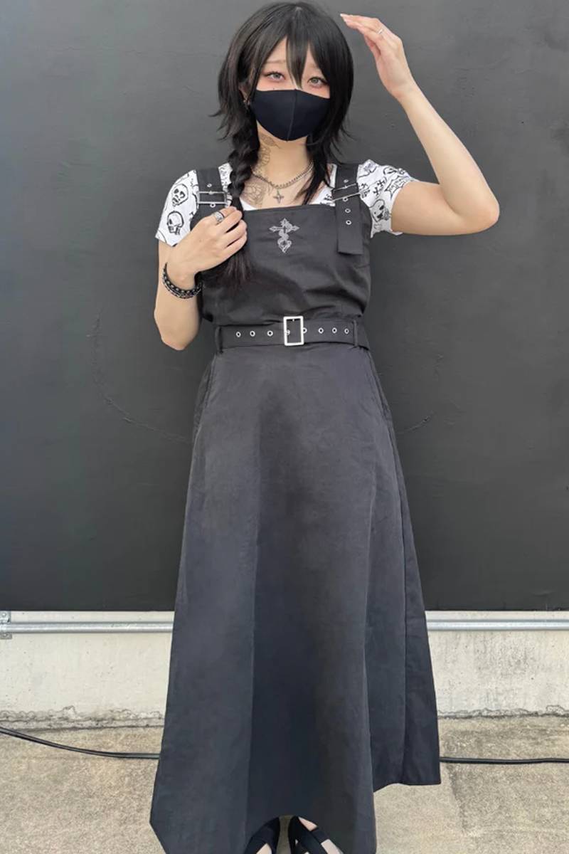 gibous (ギボス) snake cross jumper long skirt